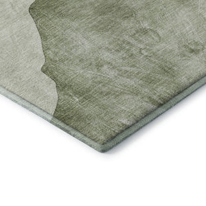 HomeRoots 8' Green and Gray Abstract Round Rug - Washable, UV-Protected, Stylish & Durable for Modern Homes 648481