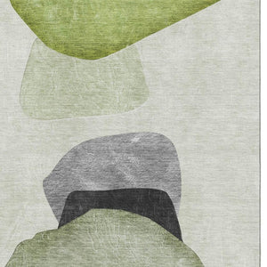 HomeRoots 8' X 10' Green and Gray Abstract Area Rug - Washable, UV-Protected, Stain-Resistant & Modern Design 648482