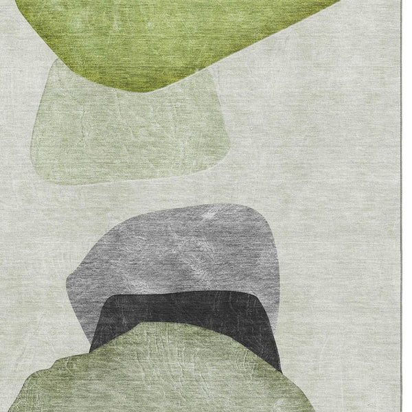 HomeRoots 8' X 10' Green and Gray Abstract Area Rug - Washable, UV-Protected, Stain-Resistant & Modern Design 648482