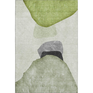 HomeRoots 9' X 12' Washable Green & Gray Abstract Area Rug with UV Protection for Stylish, Durable Living Spaces 648483
