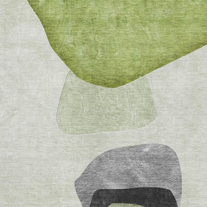 HomeRoots 9' X 12' Washable Green & Gray Abstract Area Rug with UV Protection for Stylish, Durable Living Spaces 648483