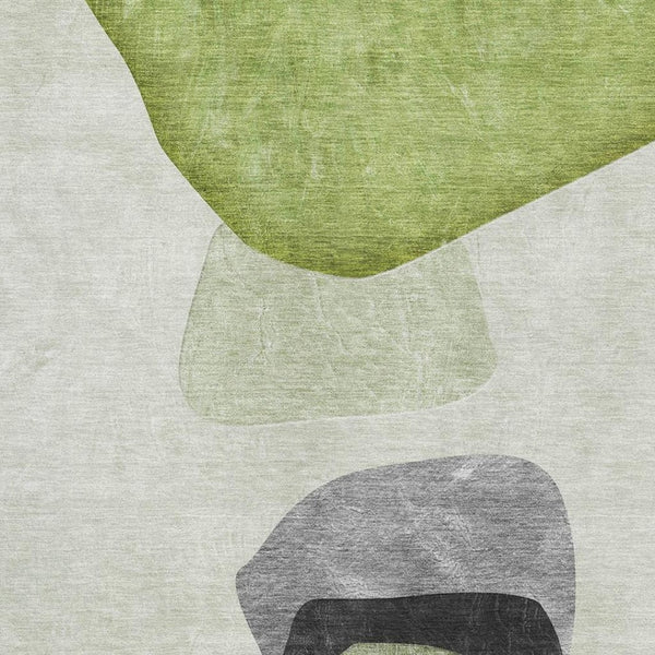 HomeRoots 9' X 12' Washable Green & Gray Abstract Area Rug with UV Protection for Stylish, Durable Living Spaces 648483