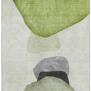 HomeRoots 9' X 12' Washable Green & Gray Abstract Area Rug with UV Protection for Stylish, Durable Living Spaces 648483