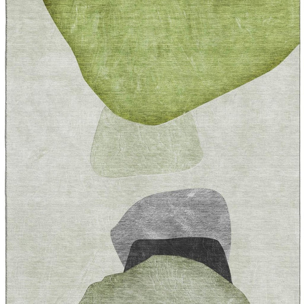 HomeRoots 9' X 12' Washable Green & Gray Abstract Area Rug with UV Protection for Stylish, Durable Living Spaces 648483