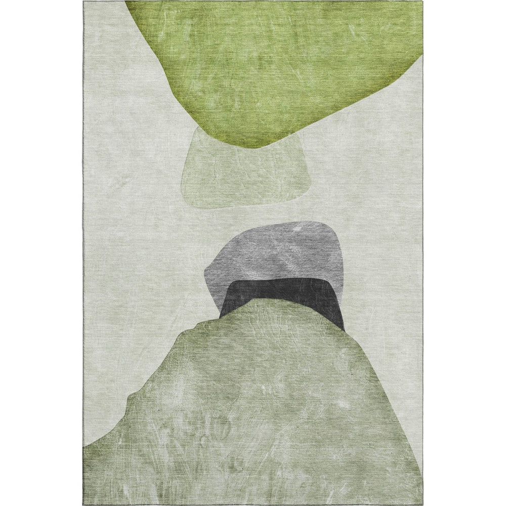 HomeRoots 10' X 14' Green & Gray Abstract Area Rug - Washable, Stain-Resistant, UV Protected for Modern Spaces 648484