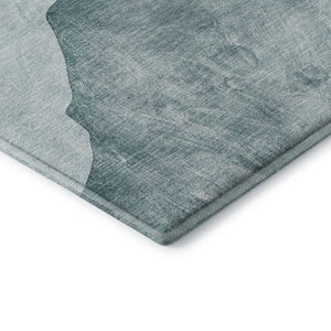 HomeRoots 10' X 14' Teal & Gray Abstract Washable Area Rug - Durable, Stain-Resistant, UV-Protected Design! 648490