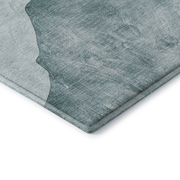 HomeRoots 10' X 14' Teal & Gray Abstract Washable Area Rug - Durable, Stain-Resistant, UV-Protected Design! 648490