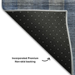 HomeRoots 8' X 10' Blue and Gray Plaid Washable Area Rug with UV Protection for Homes with Kids and Pets 648494