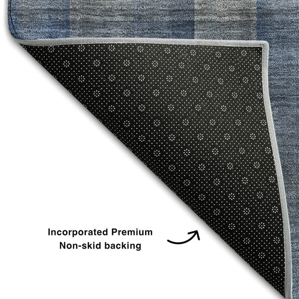 HomeRoots 8' X 10' Blue and Gray Plaid Washable Area Rug with UV Protection for Homes with Kids and Pets 648494
