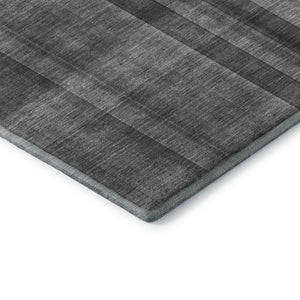 HomeRoots 8' Gray And Ivory Plaid Washable Round Rug - Durable, Stylish & UV Protected for High-Traffic Areas 648499