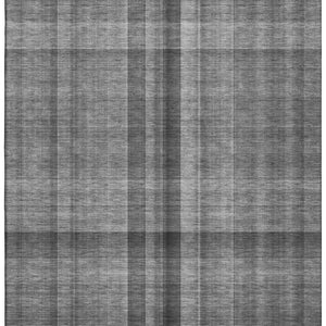 HomeRoots 8' X 10' Gray And Ivory Plaid Washable Area Rug with UV Protection - Durable, Stylish, Kid & Pet Friendly! 648500