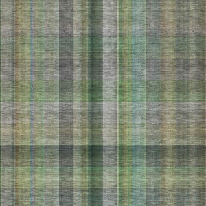 HomeRoots 5' X 8' Green And Gray Plaid Machine-Washable Area Rug – Stain Resistant, UV Protected, Versatile Style 648504