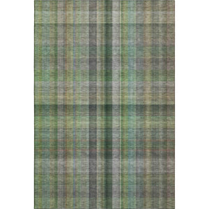HomeRoots 10' X 14' Green and Gray Plaid Washable Area Rug – Durable, UV-Protected, Stain-Resistant Style for Homes 648508