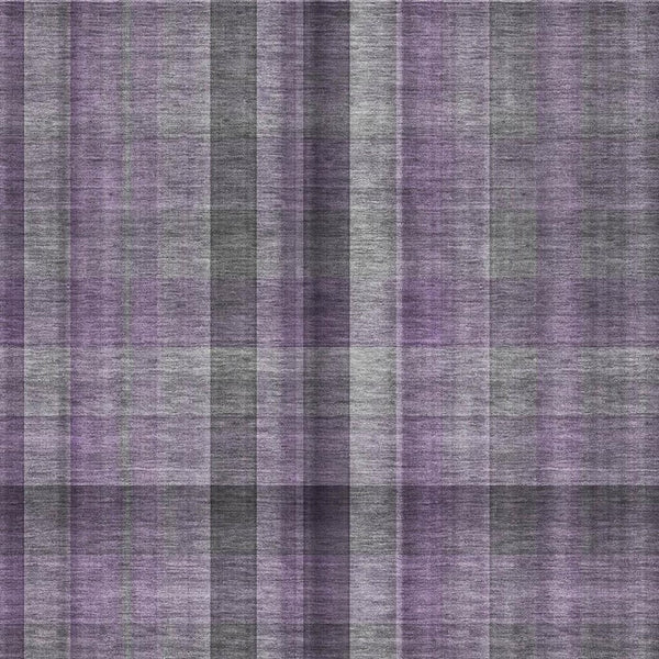 HomeRoots 5' X 8' Stylish Purple and Gray Plaid Area Rug – Washable, UV Protected, Stain Resistant, Durable Design 648510