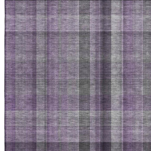 HomeRoots 8' X 10' Purple And Gray Plaid Washable Area Rug - Stylish, Durable, Stain-Resistant with UV Protection 648512