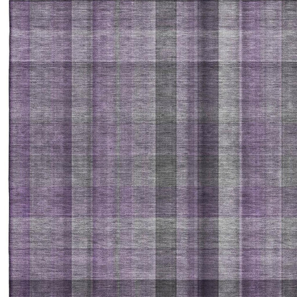 HomeRoots 8' X 10' Purple And Gray Plaid Washable Area Rug - Stylish, Durable, Stain-Resistant with UV Protection 648512