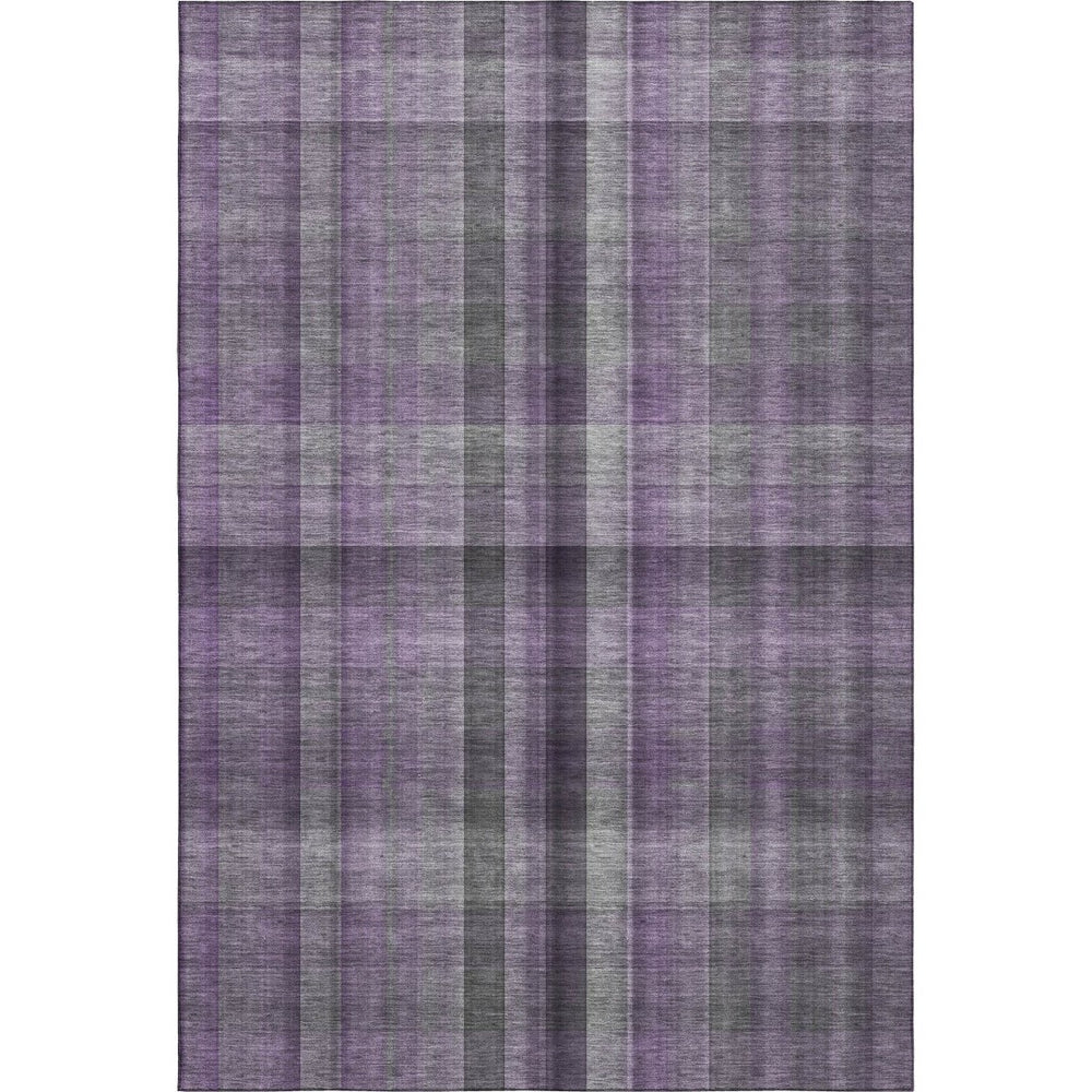HomeRoots 9' X 12' Purple and Gray Plaid Washable Area Rug - Durable, Stylish, UV-Protected for High-Traffic Spaces 648513