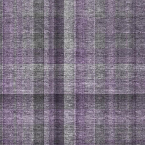 HomeRoots 9' X 12' Purple and Gray Plaid Washable Area Rug - Durable, Stylish, UV-Protected for High-Traffic Spaces 648513