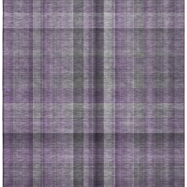 HomeRoots 9' X 12' Purple and Gray Plaid Washable Area Rug - Durable, Stylish, UV-Protected for High-Traffic Spaces 648513