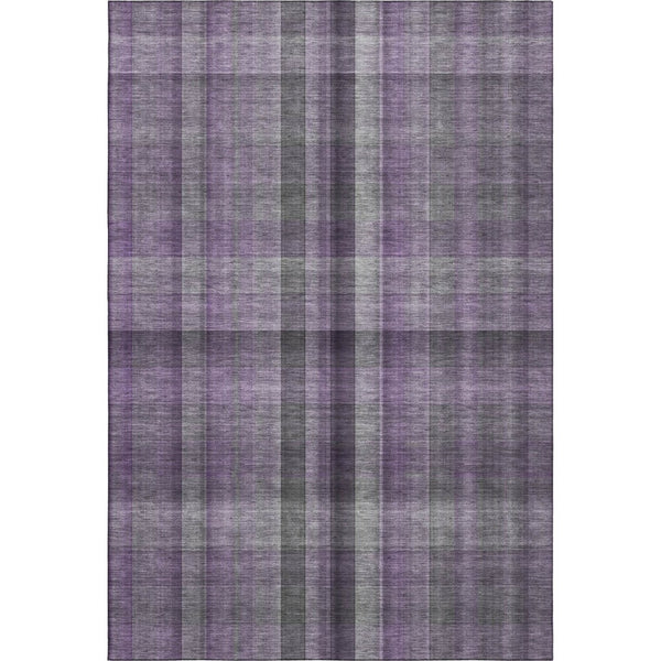 HomeRoots 10' X 14' Purple and Gray Plaid Area Rug - Washable, UV-Protected, Stain-Resistant for Family Homes 648514