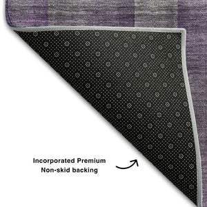 HomeRoots 10' X 14' Purple and Gray Plaid Area Rug - Washable, UV-Protected, Stain-Resistant for Family Homes 648514