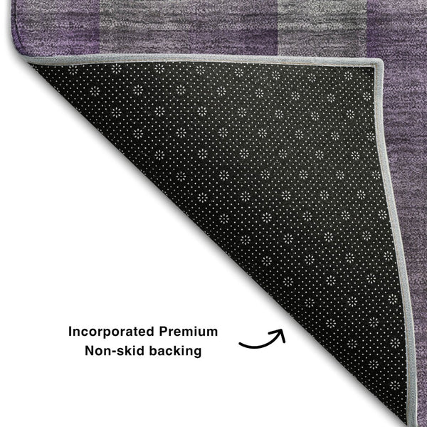 HomeRoots 10' X 14' Purple and Gray Plaid Area Rug - Washable, UV-Protected, Stain-Resistant for Family Homes 648514