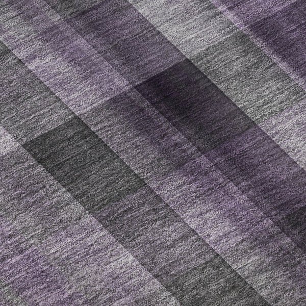 HomeRoots 10' X 14' Purple and Gray Plaid Area Rug - Washable, UV-Protected, Stain-Resistant for Family Homes 648514