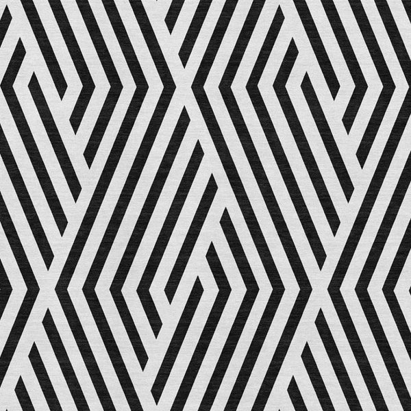 HomeRoots 8' X 10' Black and Ivory Geometric Area Rug - Washable, UV Protected, Durable for Everyday Use 648518