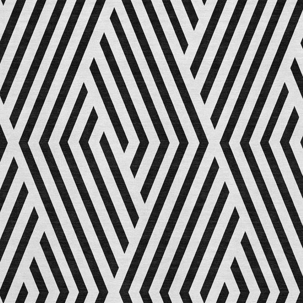 HomeRoots 9' X 12' Black and Ivory Geometric Washable Area Rug - Stylish, Durable, UV-Protected for Homes 648519