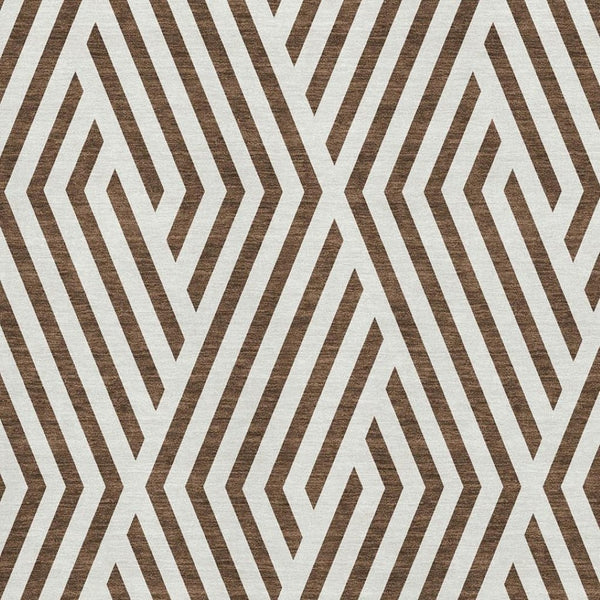HomeRoots 8' X 10' Stylish Brown and Ivory Geometric Area Rug - Washable, UV Protected, Perfect for High-Traffic Spaces 648524