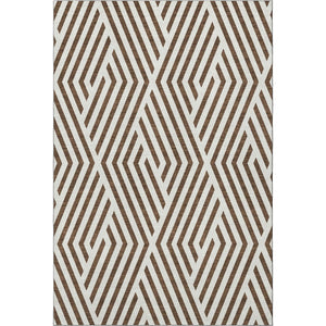 HomeRoots 10' X 14' Brown And Ivory Geometric Washable Area Rug – Stylish, Durable, UV-Protected for Busy Homes 648526
