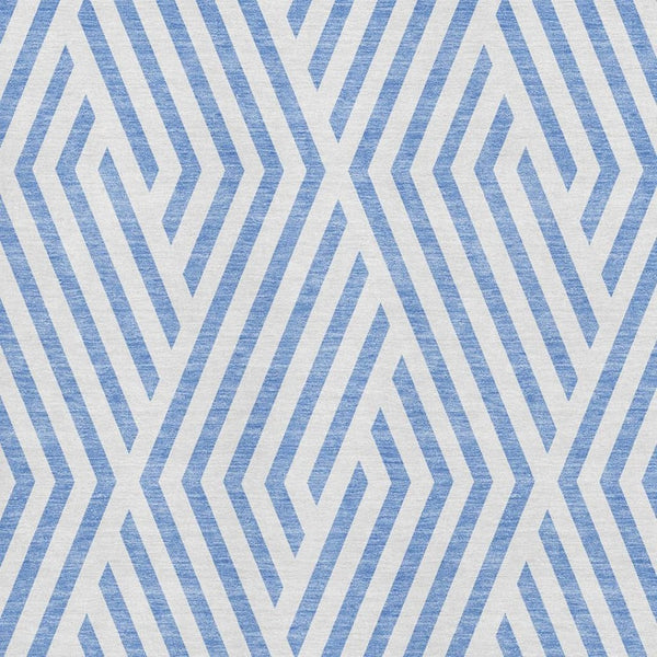HomeRoots 8' X 10' Stylish Denim Blue & Ivory Geometric Area Rug - Washable, UV Protected, Perfect for Homes! 648530