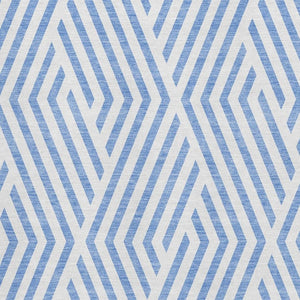 HomeRoots 8' X 10' Stylish Denim Blue & Ivory Geometric Area Rug - Washable, UV Protected, Perfect for Homes! 648530