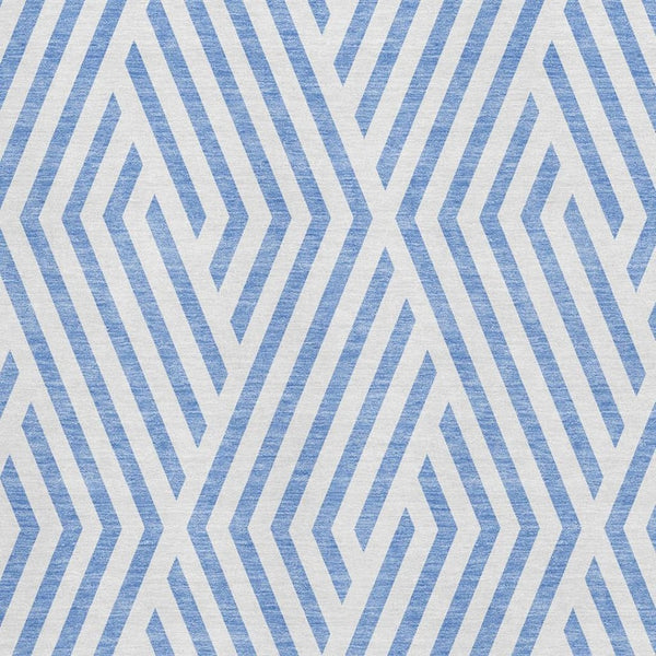 HomeRoots 8' X 10' Stylish Denim Blue & Ivory Geometric Area Rug - Washable, UV Protected, Perfect for Homes! 648530
