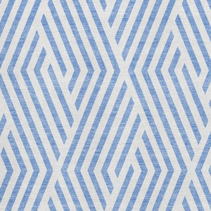 HomeRoots 9' X 12' Denim Blue Geometric Area Rug - Washable, UV-Protected, Stain-Resistant for Busy Homes 648531
