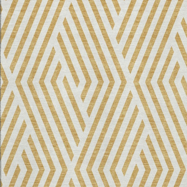 HomeRoots 5' X 8' Gold & Ivory Geometric Area Rug - Washable, UV Protected, Stylish for High-Traffic Spaces 648534