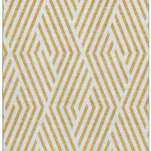 HomeRoots 8' X 10' Gold and Ivory Geometric Area Rug - Washable, UV Resistant for Modern Living Spaces 648536
