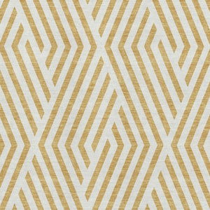 HomeRoots 9' X 12' Gold and Ivory Geometric Area Rug – Durable, Washable, UV-Protected for Modern Living Spaces 648537