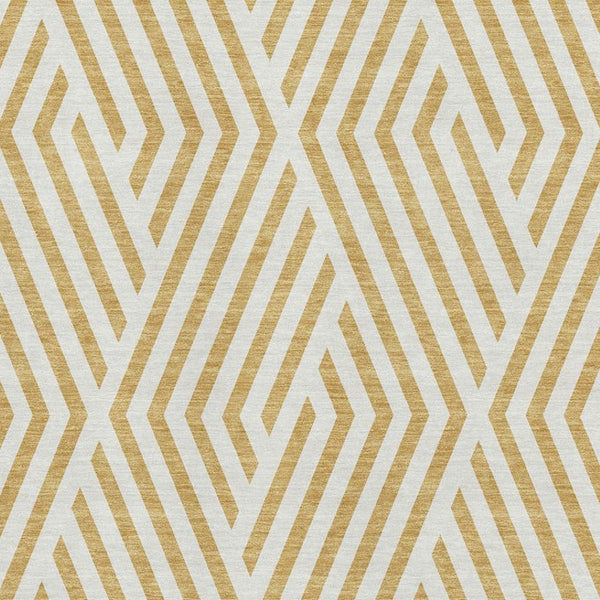 HomeRoots 9' X 12' Gold and Ivory Geometric Area Rug – Durable, Washable, UV-Protected for Modern Living Spaces 648537