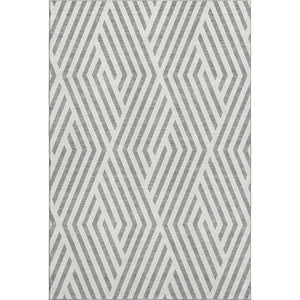 HomeRoots 9' X 12' Gray and Ivory Geometric Area Rug – Durable, Washable, UV-Protected for High-Traffic Spaces 648543