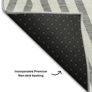 HomeRoots 9' X 12' Gray and Ivory Geometric Area Rug – Durable, Washable, UV-Protected for High-Traffic Spaces 648543