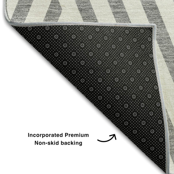 HomeRoots 9' X 12' Gray and Ivory Geometric Area Rug – Durable, Washable, UV-Protected for High-Traffic Spaces 648543