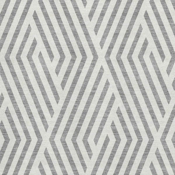 HomeRoots 9' X 12' Gray and Ivory Geometric Area Rug – Durable, Washable, UV-Protected for High-Traffic Spaces 648543