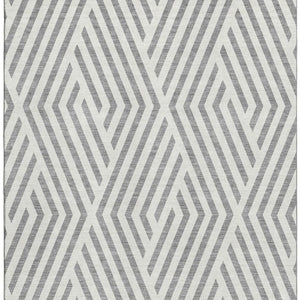 HomeRoots 9' X 12' Gray and Ivory Geometric Area Rug – Durable, Washable, UV-Protected for High-Traffic Spaces 648543