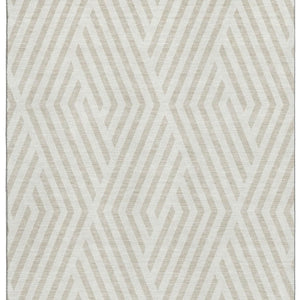 HomeRoots 5' X 8' Ivory and Beige Geometric Area Rug - Washable, Stain Resistant, UV Protected for Modern Homes 648546