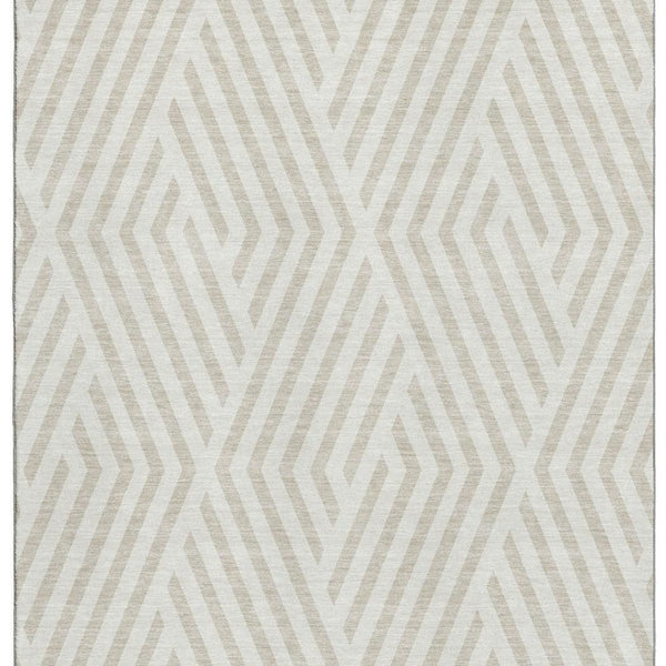 HomeRoots 5' X 8' Ivory and Beige Geometric Area Rug - Washable, Stain Resistant, UV Protected for Modern Homes 648546