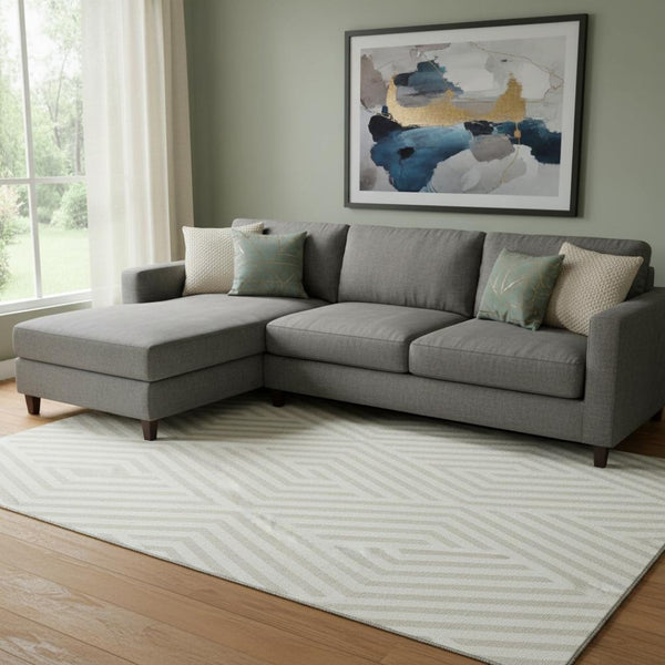 HomeRoots 8' X 10' Ivory & Beige Geometric Washable Area Rug – Durable, UV-Protected, Perfect for Any Space! 648548