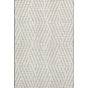 HomeRoots 8' X 10' Ivory & Beige Geometric Washable Area Rug – Durable, UV-Protected, Perfect for Any Space! 648548