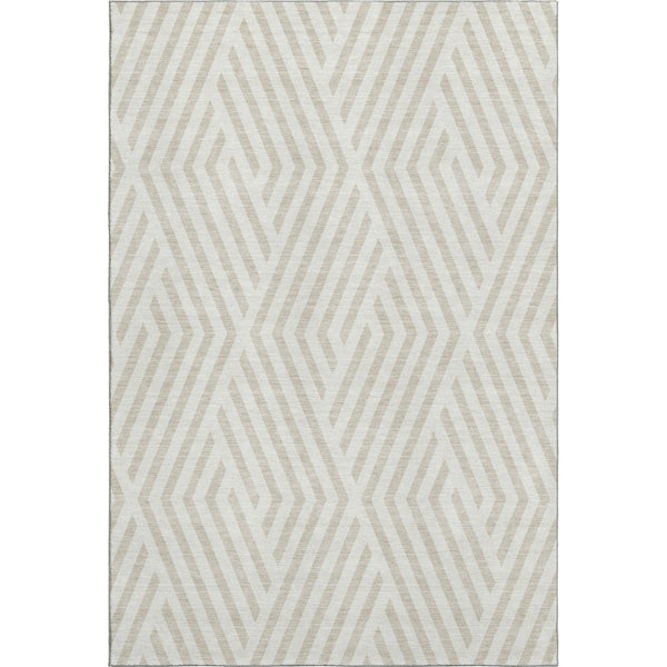 HomeRoots 8' X 10' Ivory & Beige Geometric Washable Area Rug – Durable, UV-Protected, Perfect for Any Space! 648548