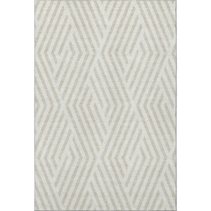 HomeRoots 8' X 10' Ivory & Beige Geometric Washable Area Rug – Durable, UV-Protected, Perfect for Any Space! 648548